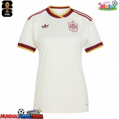Camiseta España Segunda Equipación Replica Mundial 2026 para mujer mangas cortas